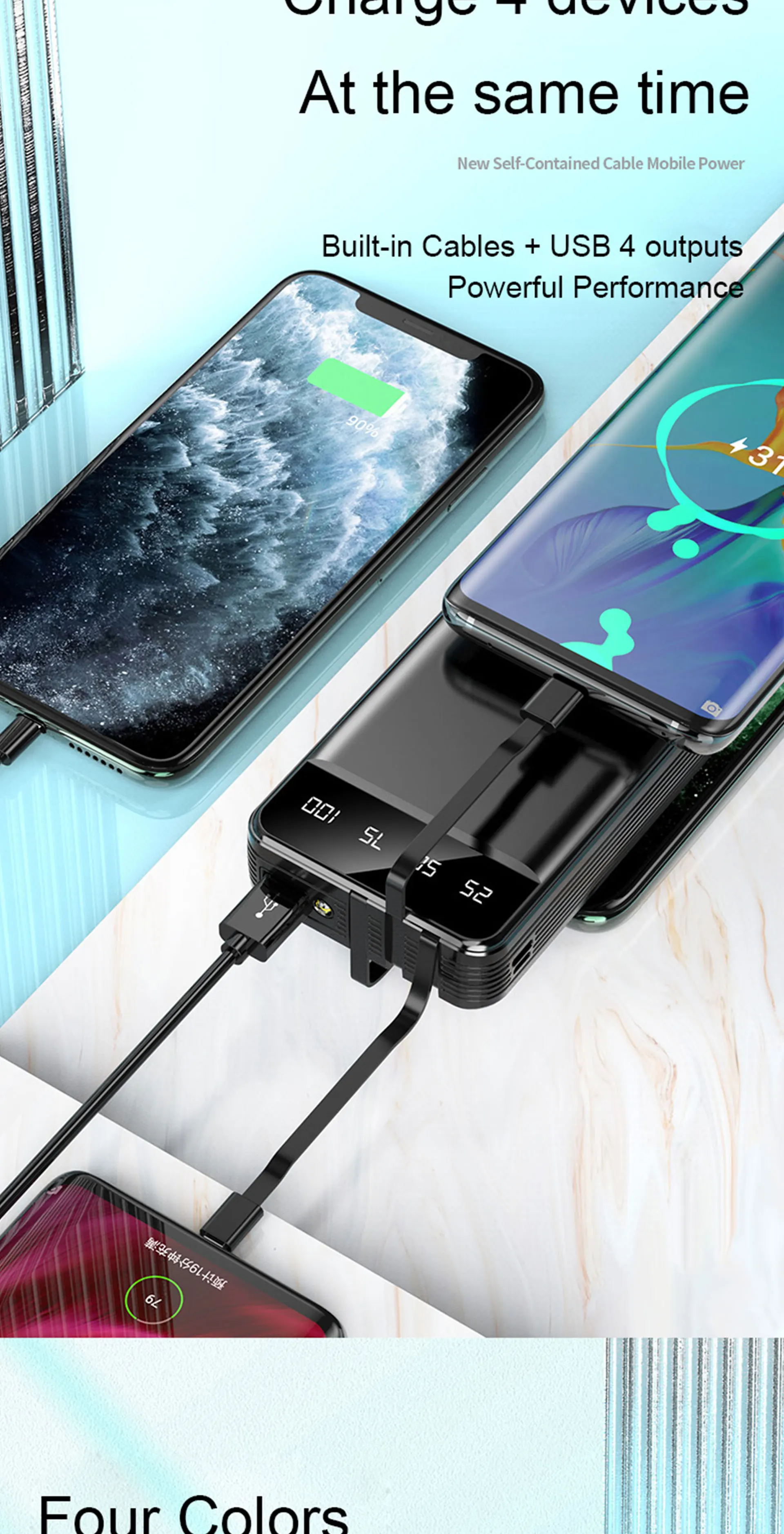 2020 New Factory hot sale fast charging power bank 20000mah emergency powerbank Type-C power banks backup with phone holder - ANKUX.COM