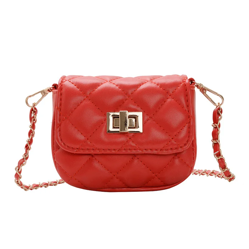 

Childrens bags 2020 new small fragrance style rhombic chain girl messenger bag mini baby change pouch