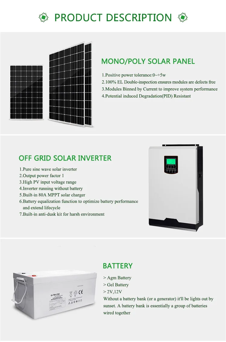 Solar Panel Kit Off Grid 15kw 10kw 5kw Solar System Package Solar 