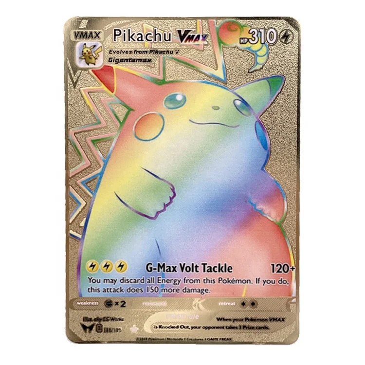 

Custom Pokemon Cards 1st Edition Vmax Pikachu Charizard Metal Pokemon Card for Play Trading Game, Silver/black/gold/rose gold