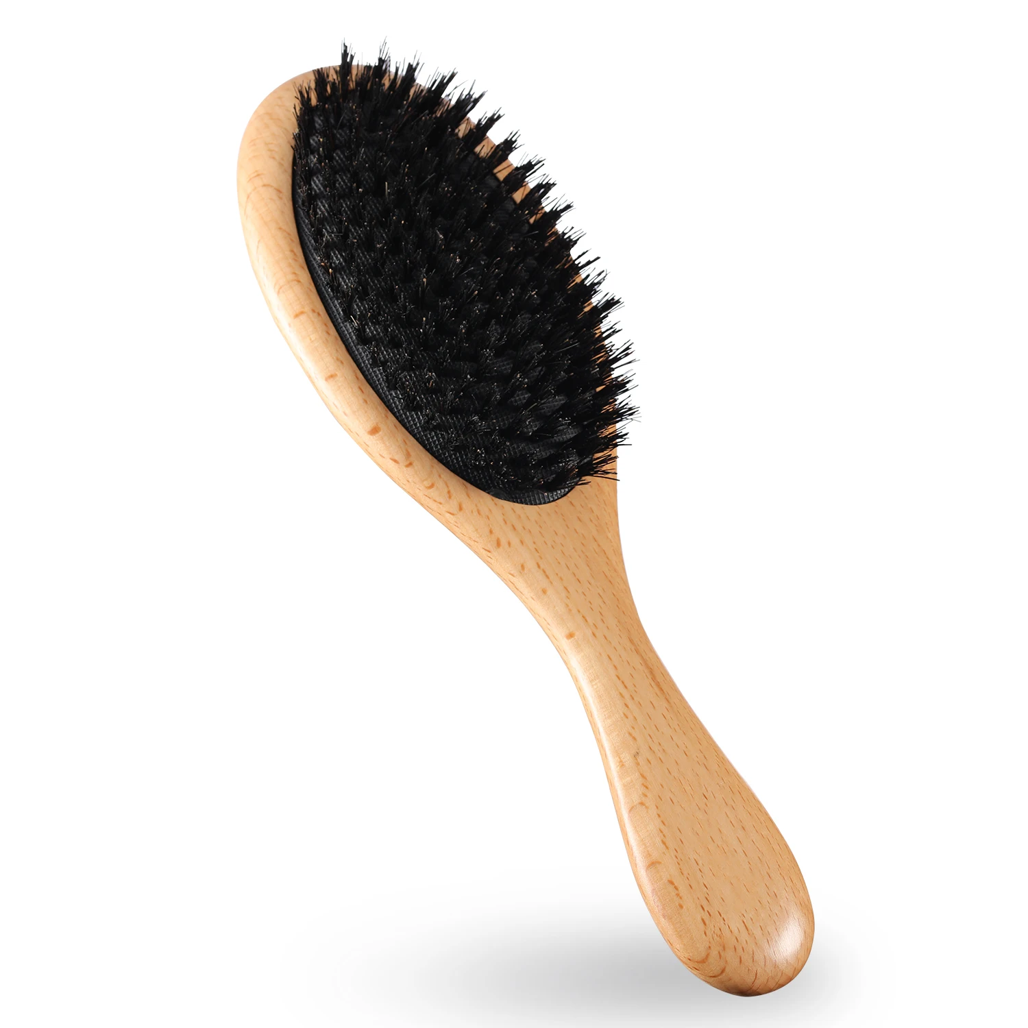 

Long Handle Beech Wood Boar Bristle Soft Boar Bristle Hair Brush For Men wooden boar bristle hair brush with Comb, Black or customized color