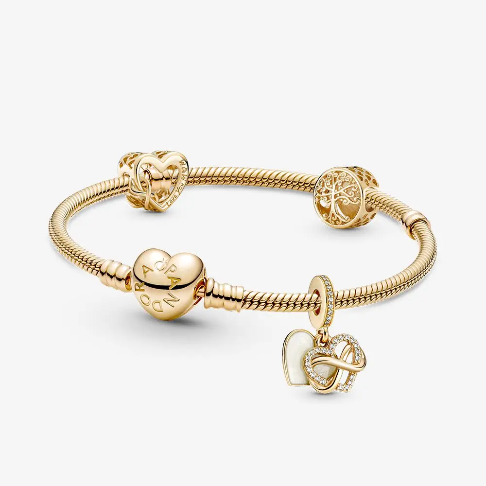 

925 sterling silver 14k gold Infinite Family Love Bracelet with Bead Charm gift Set 2021 women fashion DIY jewelry for Family