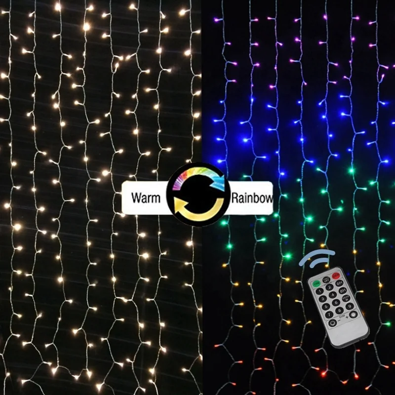2020 Christmas outdoor color changing rainbow multi color led curtain light for home festive decoration lights