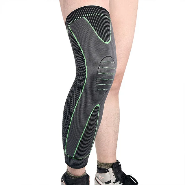 

Elastic Compression Knee Pads Support Sleeve Brace for Volleyball Running, Black/green