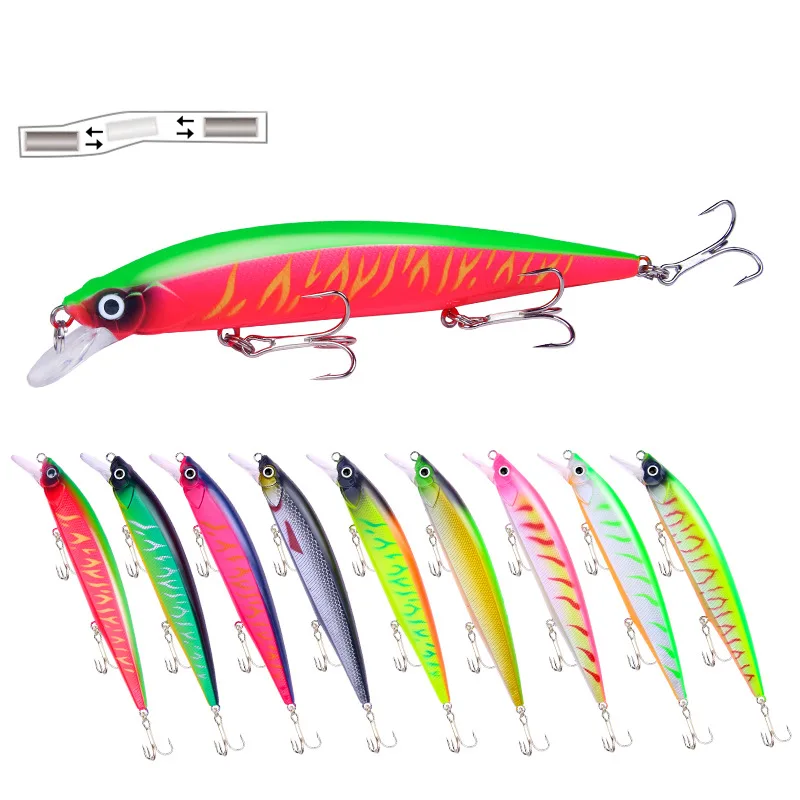 

Hard Minow Fishing Lures Fishing Bait 14cm 18.3g Long-throw Lead Block Submerged Angeln Pescaria Senuelos Articulos De Pesca OEM, 9colors