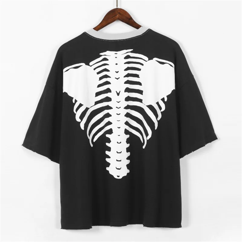 

Tattered Washed Old Skull Loose Short-sleeved Personality Casual Top Men's Summer Sweatshirt Trend Tee