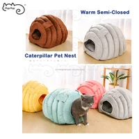 

Stock HQ Caterpillar Pet House Arctic Velvet Semi Closed Warm Cat House Dog House Soft Winter Deep Sleeping Cat Bed Dog Bed Nest