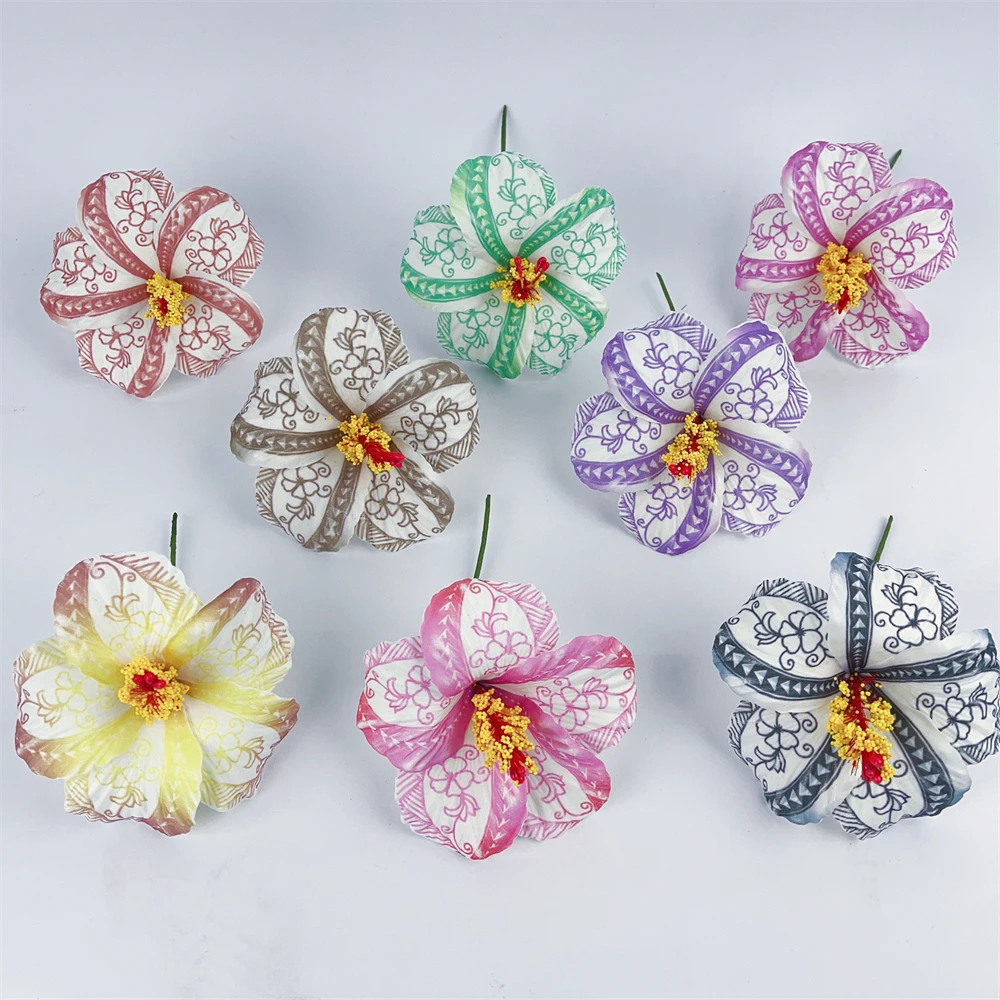 

Tropical 11cm Samoa Island Pattern Artificial Hibiscus Foam Flower Ear Pick Hawaiian Party Decoration