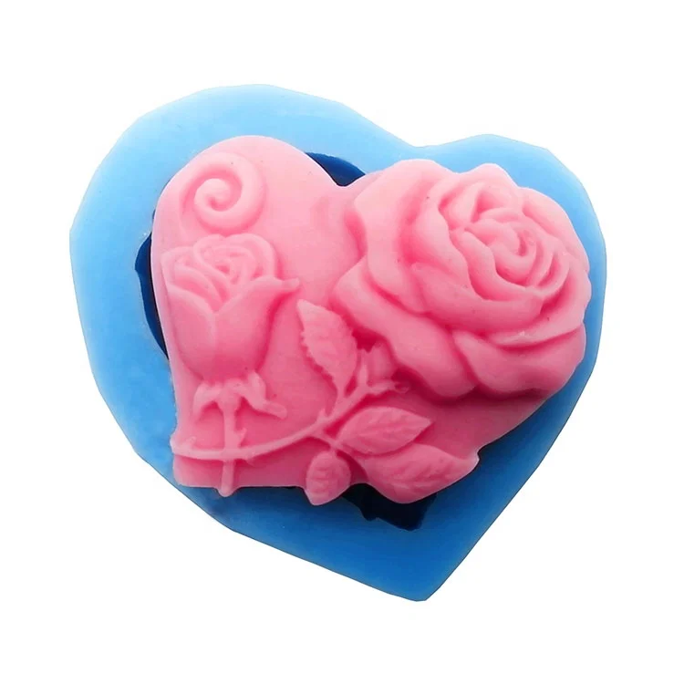 

Heart Rose Flower Silicone Molds Silicone Soap Mold Making, Blue