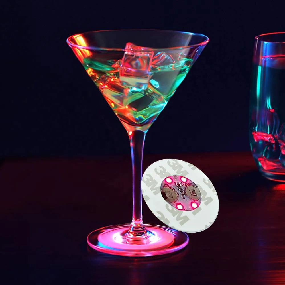 

Party Decoration Led Bottle Light Drink Coaster Waterproof Light Up Cocktail Champagnes Sticker Light Vodka Led Coaster