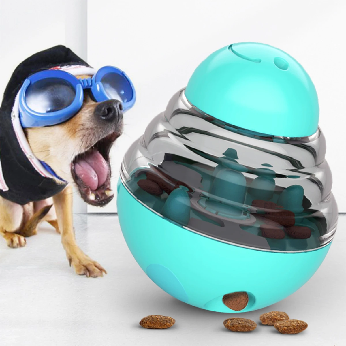 

2020 Free Sample High Quality Interactive Pet Dog Cat Leaking Food Balls Toy Tumbler, Blue, green, yellow, pink