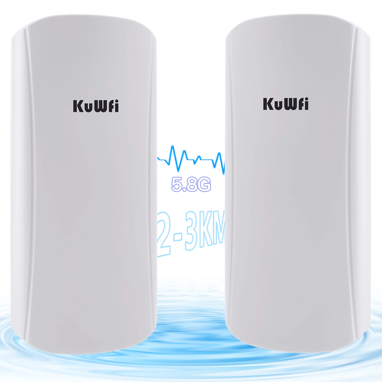 

2023 new design KuWFi 2-3km wifi coverage 450M 5.8G built-in 12dBi antenna point to point white wireless bridge for outdoor