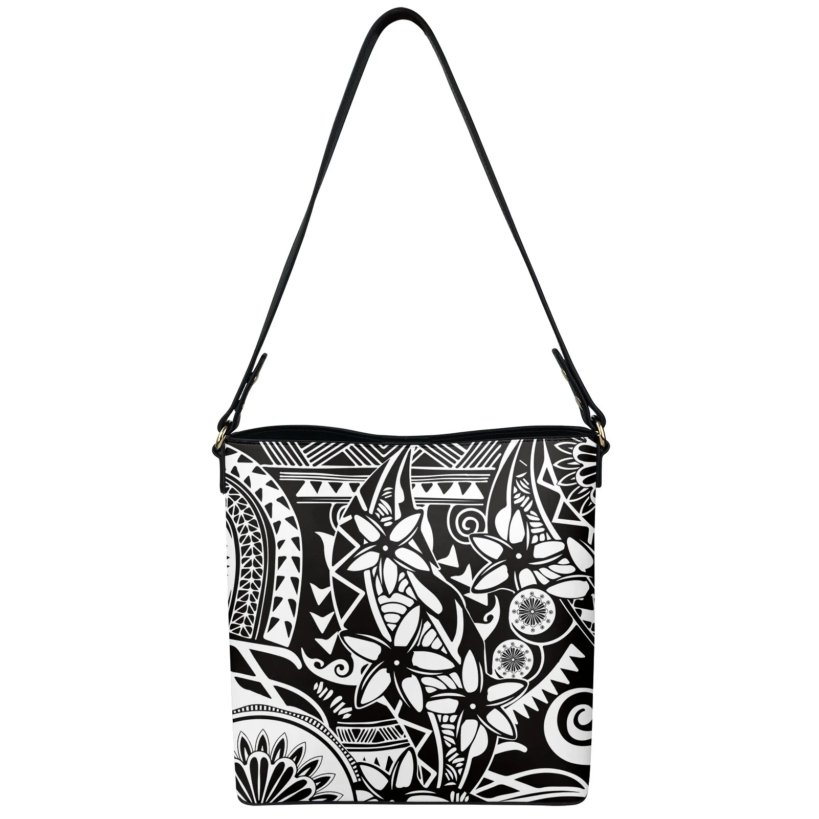 

Most Popular Polynesian Tribal Floral Printed Ladies Bucket Bag Daily Use Custom Unique Casual Crossbody Shoulder Bags For Women, Customizable
