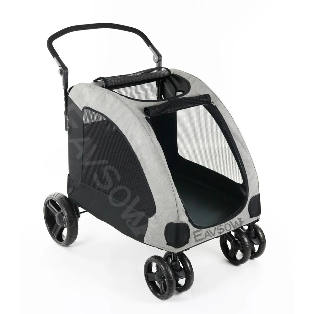 

GS-307 Extra Large Pet Stroller, Grey + black