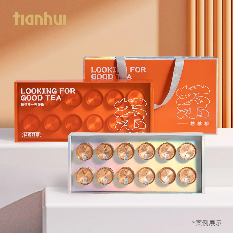 

Tianhui Luxurious Gift Packaging Set Crystal Drawer Paper Box with Small Paper Canisters for Dry Flower Tea