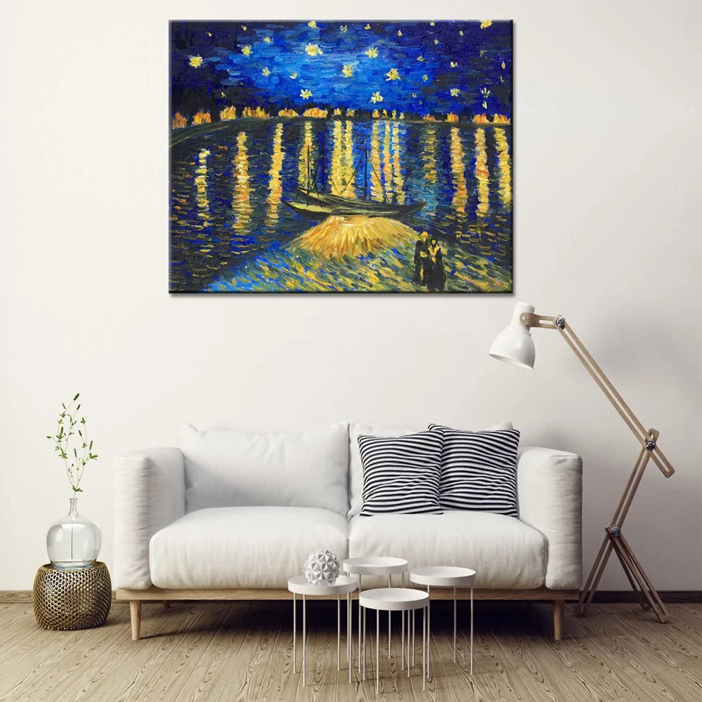 

Starry Night Over The Rhone Hand Painted Oil Painting Van Gogh Reproduction Art Wall Oil Painting On Canvas