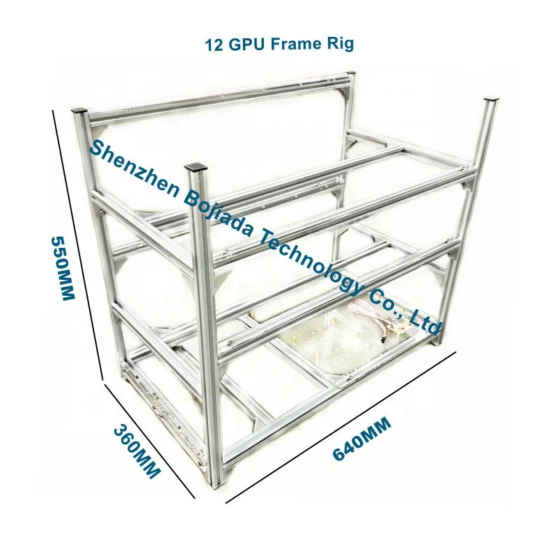 

6 8 12 14 16 18 19 20 GPU Open Air Aluminum Stackable Mining Rig Frame Server Rack for Graphics Card Miner in stock