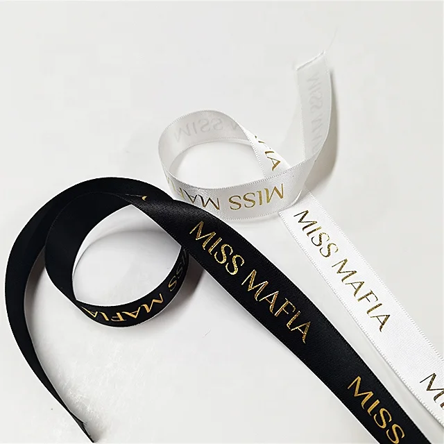 

Wholesale Custom Logo Polyester Gold Foil Ribbon for Packing Decoration