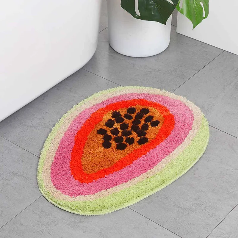 

Funny Papaya Pattern Microfiber Non Slip Absorbent Flocking Carpet Floor Mat Home Bathroom Door Bathroom Mat, Customized color