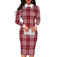 

90824-MX25 European style long sleeve turn-down collar women casual dresses