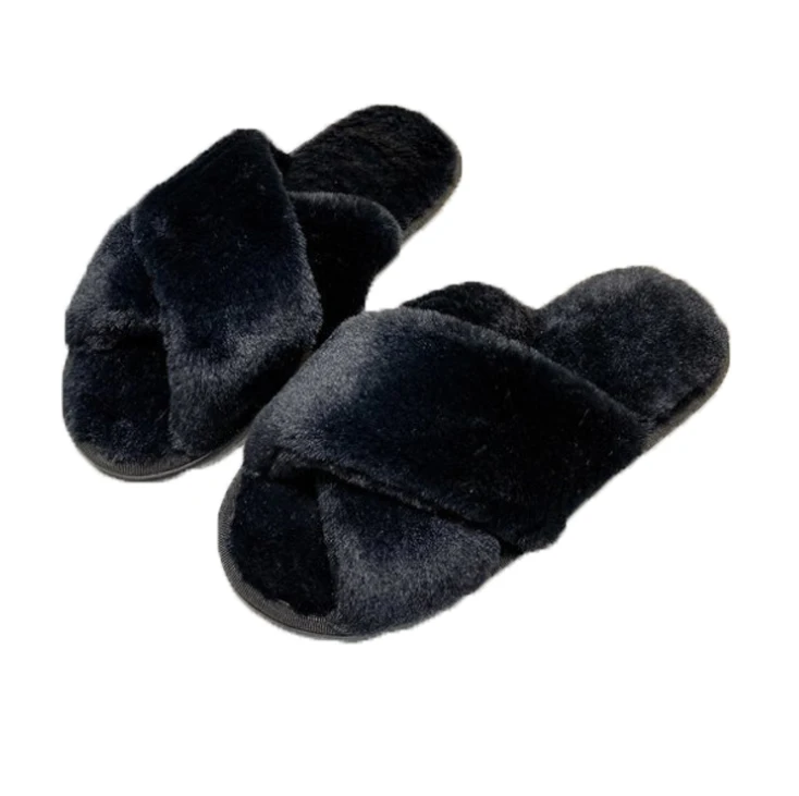 

Women's Fuzzy Fluffy Furry Fur Slippers Flip Flop Open Toe Cozy House Memory Foam Sandals Slides