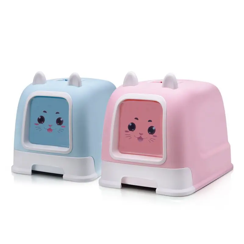 

Hot Selling Pet Supplies Cleaning Products Plastic Cat Toilet Cat Litter Mat Litter Box with Lid, Customized color