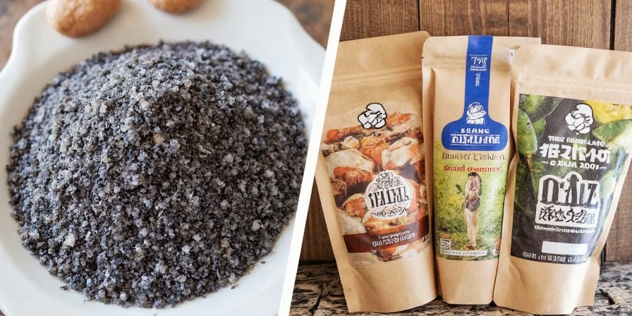 Shaker with black Hawaiian salt next to other spices