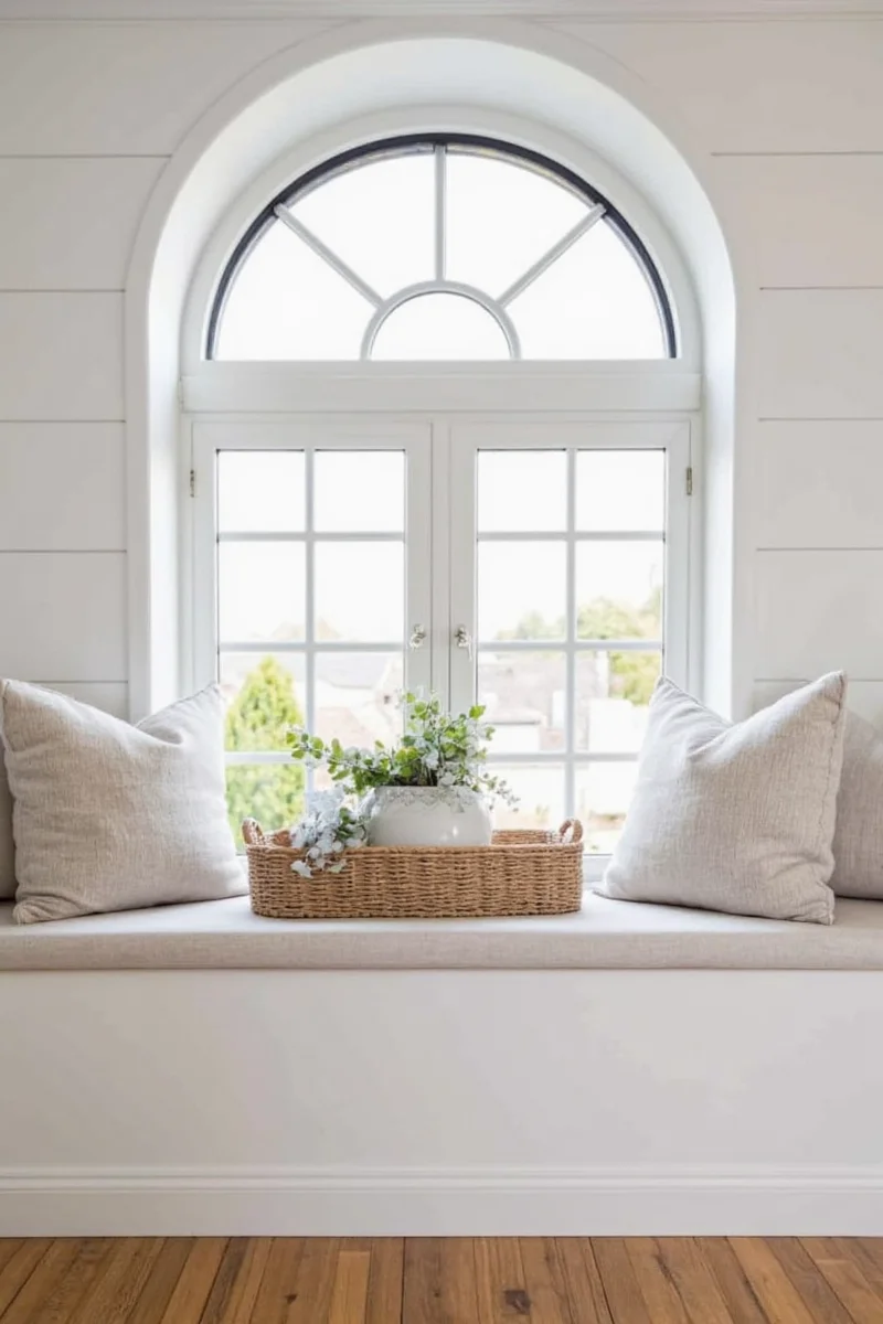 Round window with stained glass film applied
