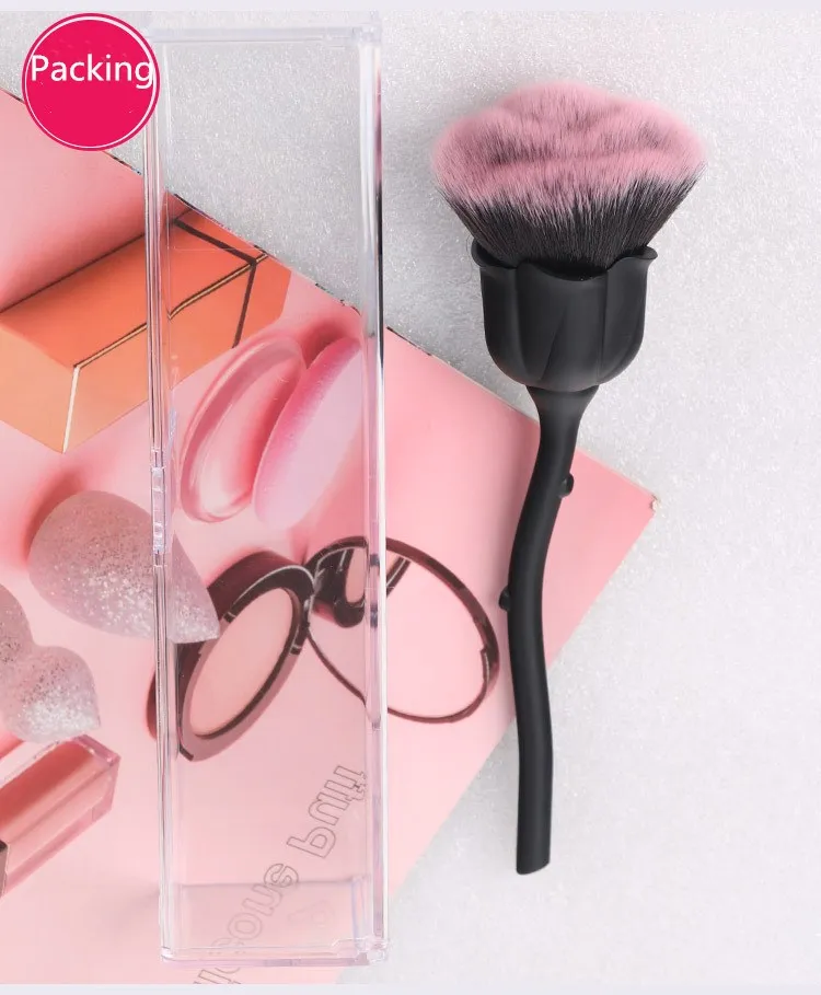 

2021 HZM Single Rose Flower best Quality Hot Selling New professional Big Powder Brush Loose bronzer brushes custom logo9, Champagne gold