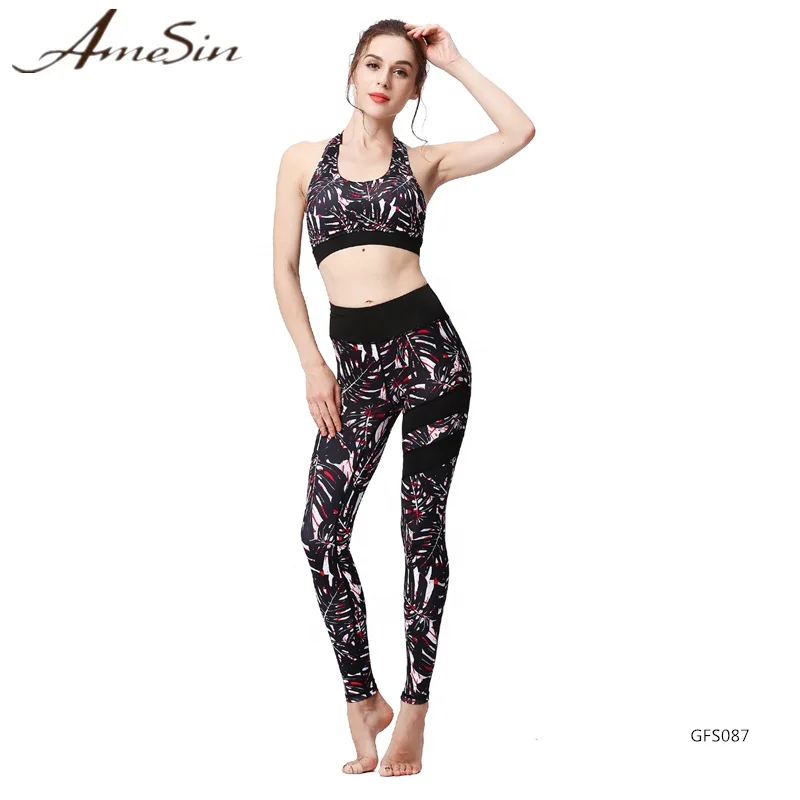 

AmeSin Sublimation Yoag Set Workout Bra and Legging Yoga Tights Gym Women Workout Leggings, 12 colors available