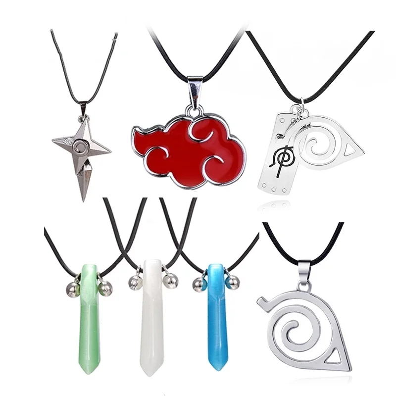 

Japanese Anime Akatsuki Uzumaki Red Cloud Pendant Kakashi Cosplay Necklace, Picture