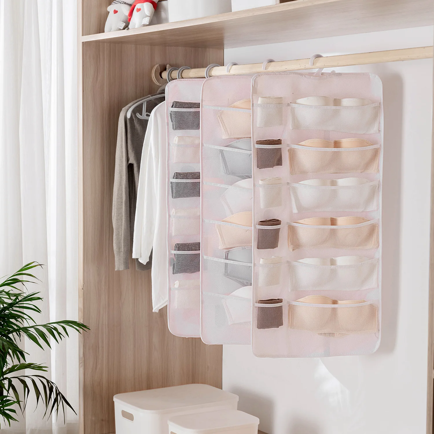 

Underwear storage hanging bag closet rack socks hanging fabric underwear storage bag