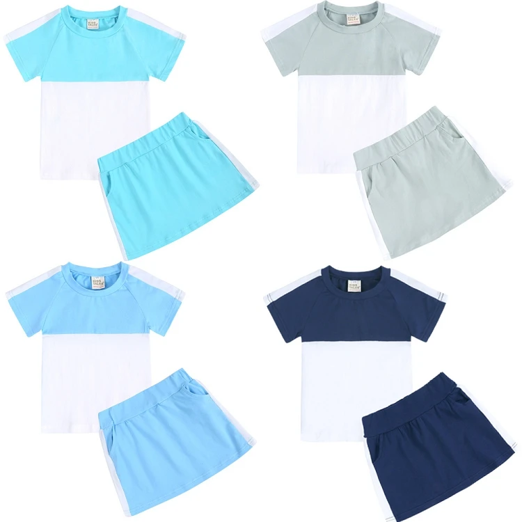 

M814 Kids Tales Summer Kids Pajamas short skirt set casual clothes two piece pants sets kids sleepwear