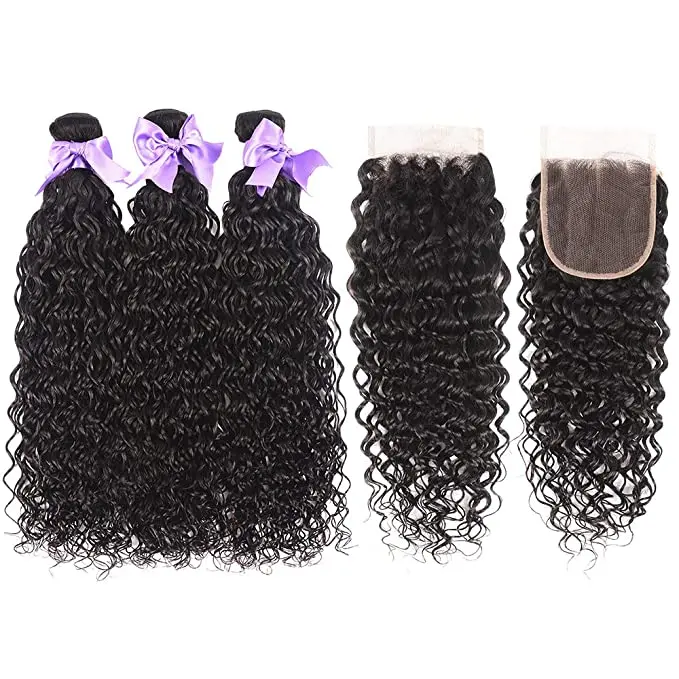 

Funtoninght cuticle aligned hair cheap hair extensions easy to take brazilian hair bundles water wave bundles for black women