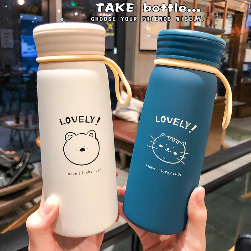 

Best price 300/400ml Lovely Cartoon Print stainless steel thermos cup with Custom Logo, Blue,green,white,yellow