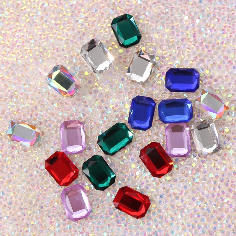 

3D Nail Art Rhinestones Glitter Diamond Crystal AB Glass Mix Gems Tips Decoration Big nail Rhinestones, As shown