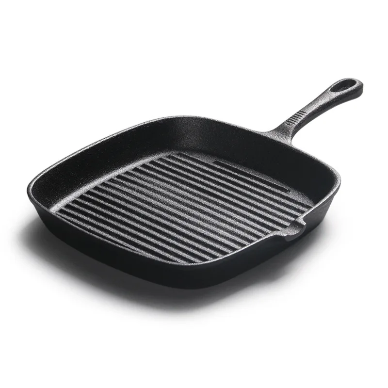 

High Quality Square bbq Cookware Non Stick Cast Iron Skillet Steak and roast pancake pan cast iron grill pan