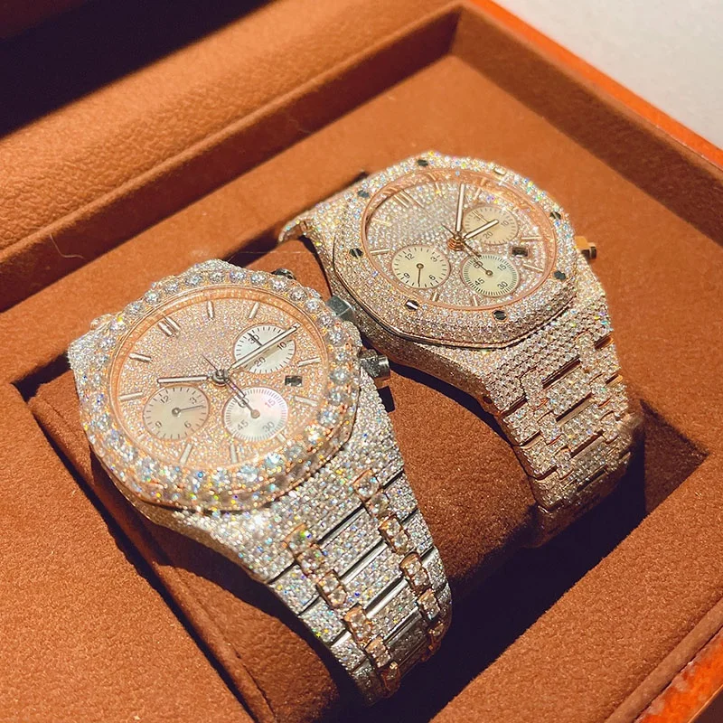 

Pass Diamond Tester Lab Diamond Studded Wrist Watch Men Moissanite Iced Out Watch