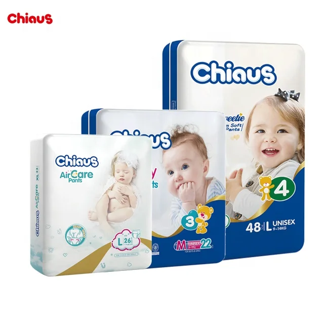 Chiaus Soft and gold cotton baby diapers with aloe oil
