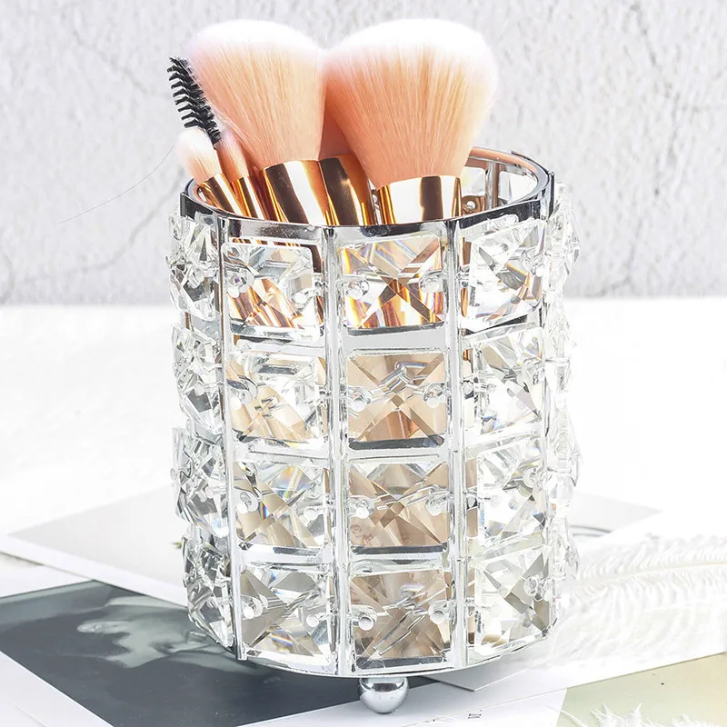 

Fashion Women Makeup Brush Bucket Cosmetic Storage Box Pencil Vase Comb Container, As photo