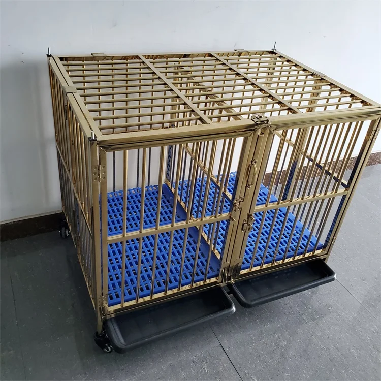 

Gold Stainless steel cage02-S dog crate mats cage with plastic pallet singapore sale 78X52X66CM=30"