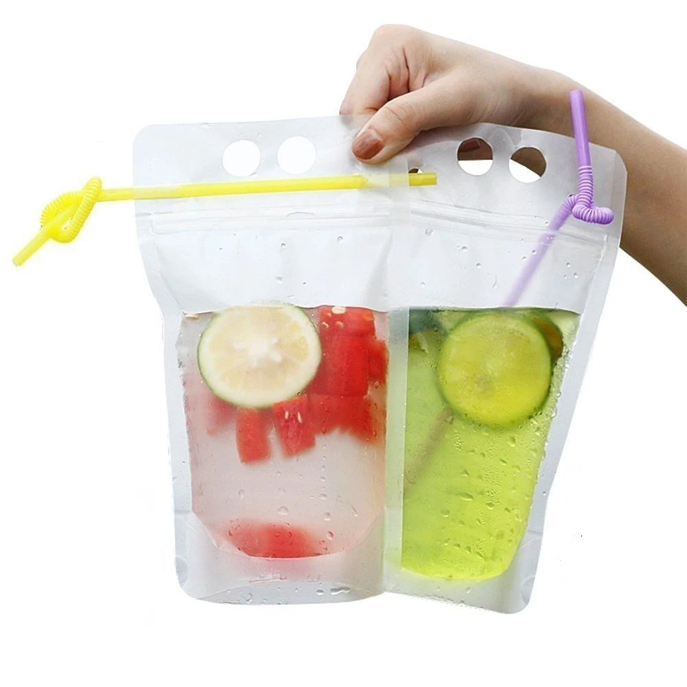 Biodegradable Transparent Handheld Ziplock Plastic Juice Drink Bag