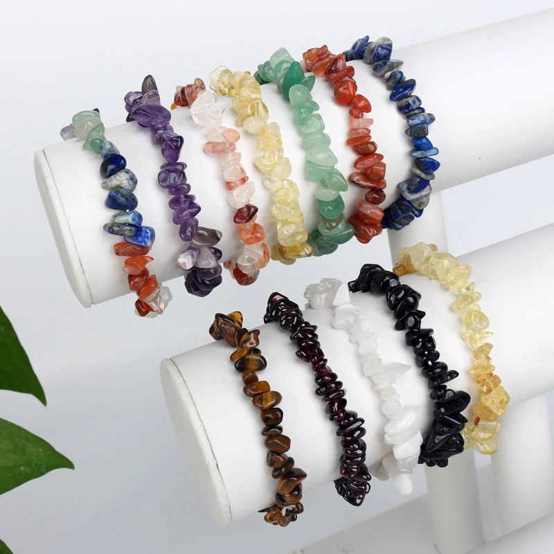 

Wholesale Natural Healing Crystal Chips Stone Gem Crystal Gravel Stone Bracelets