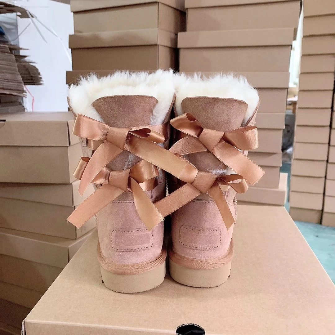 

Factory Direct Wholesale Winter Warm Sheepskin Fur Boots Waterproof Furry Uggh Snow Boots For Women, As the picture shows