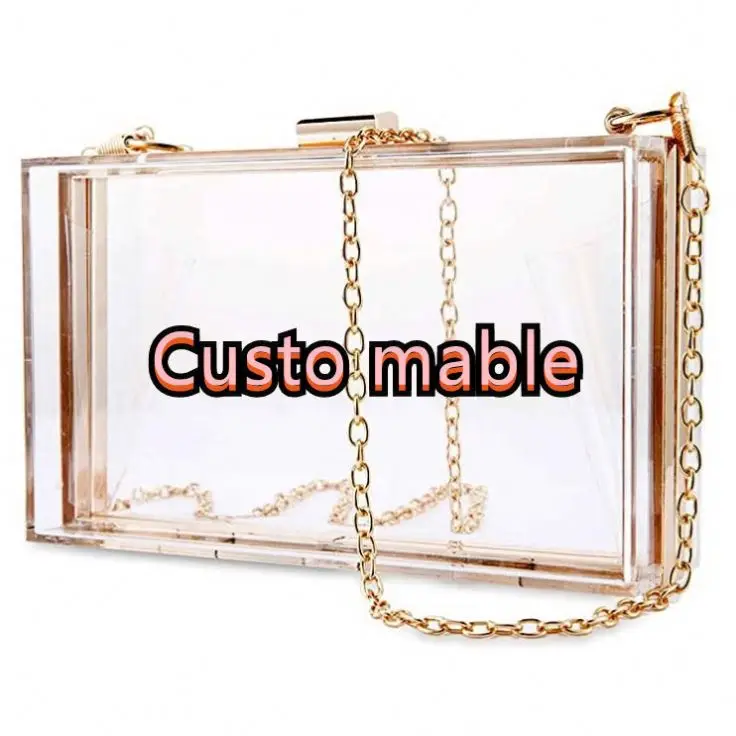 

Custom 2021 Fashion Acrylic Clear Purse Cute Transparent Crossbody Bag Handbag, Chain Shoulder Evening Clutch Bag, Customized