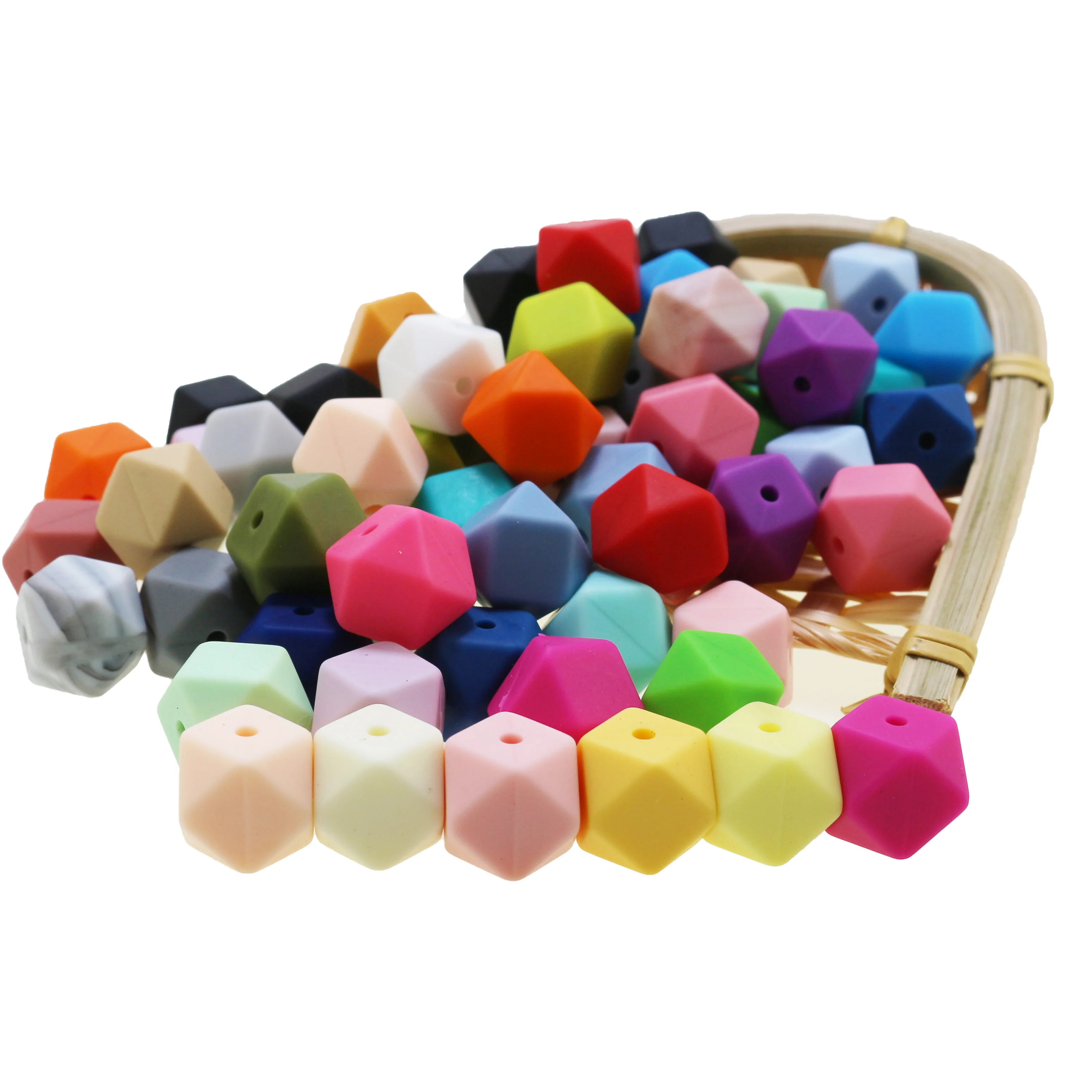 

2020 glitter stone wooden marble neutral Silicone hexagon beads