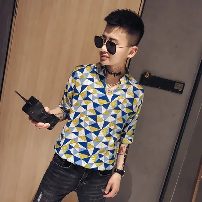 

Wholesale summer new korean coast cool printing short sleeve plain shirt for men