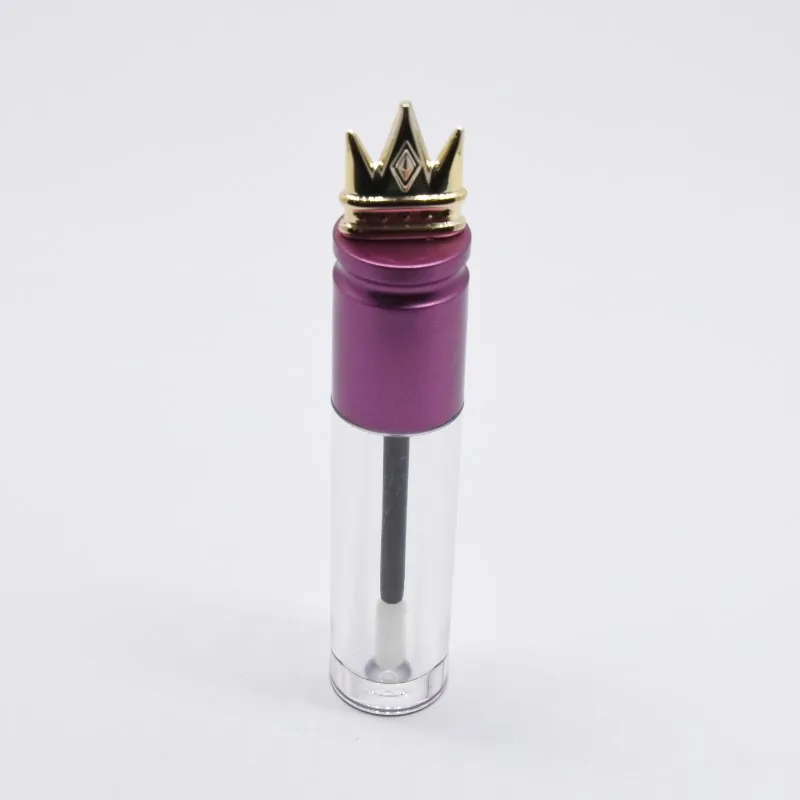 
Hot sale BIG brand empty 3ml clear round crown top lip gloss tubes with purple crown cap stopper container 