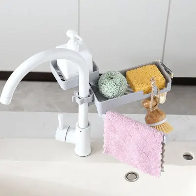

New Kitchen Sink Double-layer Plastic Faucet Rack Rotating Rack Drain Storage Box Sink Sink Rack