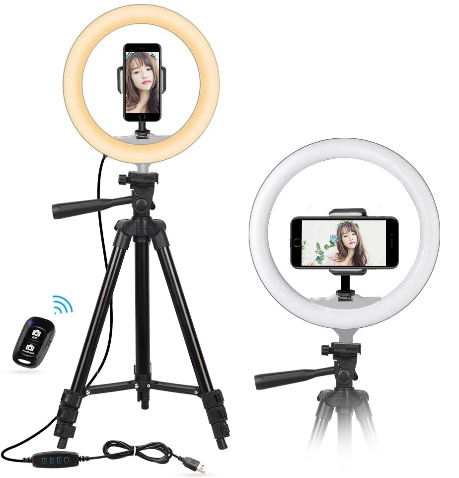 

12/14/16/18'' LED Ring Light With Tripod Stand Dimmable 5500K Fill Light For Phone Video Live Streaming Makeup And Youtube